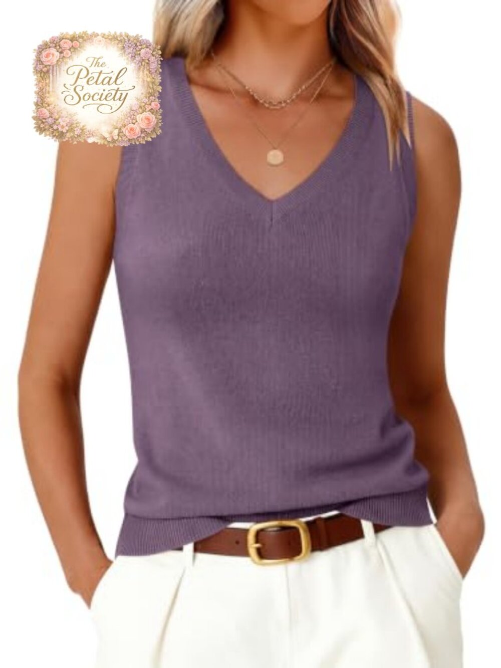 Wool Blend Sweater Tank Top V Neck Sleeveless Slim Knit Layer